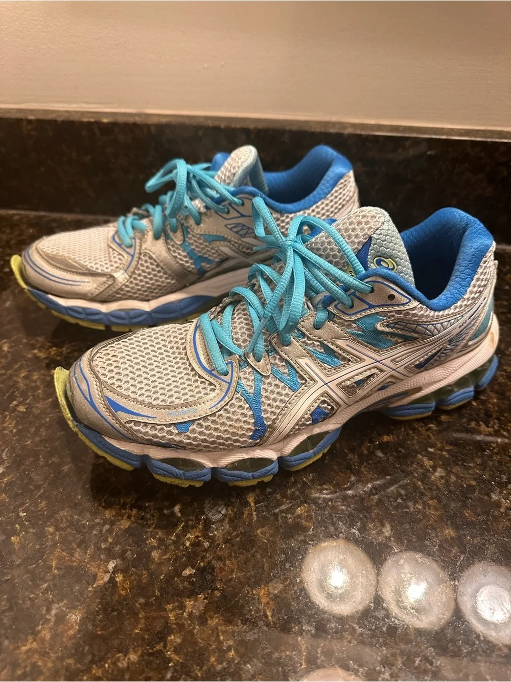 ASICS Gray and Blue Women's Athletic Running Shoes